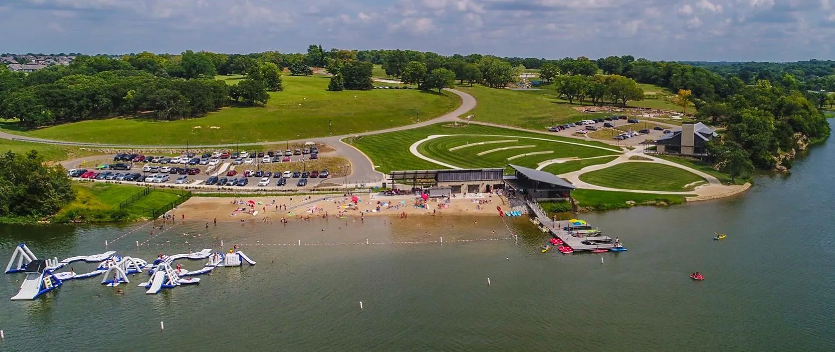 Aerial view of a lake park in Olathe, Kansas Aerial view of a lake park in Olathe, Kansas